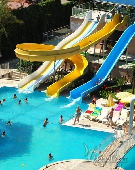 Водные горки отеля Hedef Resort & Spa Hotel 5* (Хедеф Резорт энд Спа Отель 5*) Фото отеля Hedef Resort & Spa Hotel 5* (Хедеф Резорт энд Спа Отель 5*)