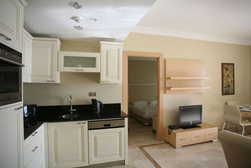 Кухня в номере отеля Goldcity Tourism Complex 5* (Голдсити Туризм Комплекс 5*) Фото отеля Goldcity Tourism Complex 5* (Голдсити Туризм Комплекс 5*)