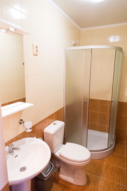 Ванная комната в номере Стандарт отеля «Дельфин» (Коблево, Украина)